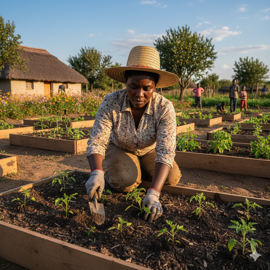 A person tending to new plants