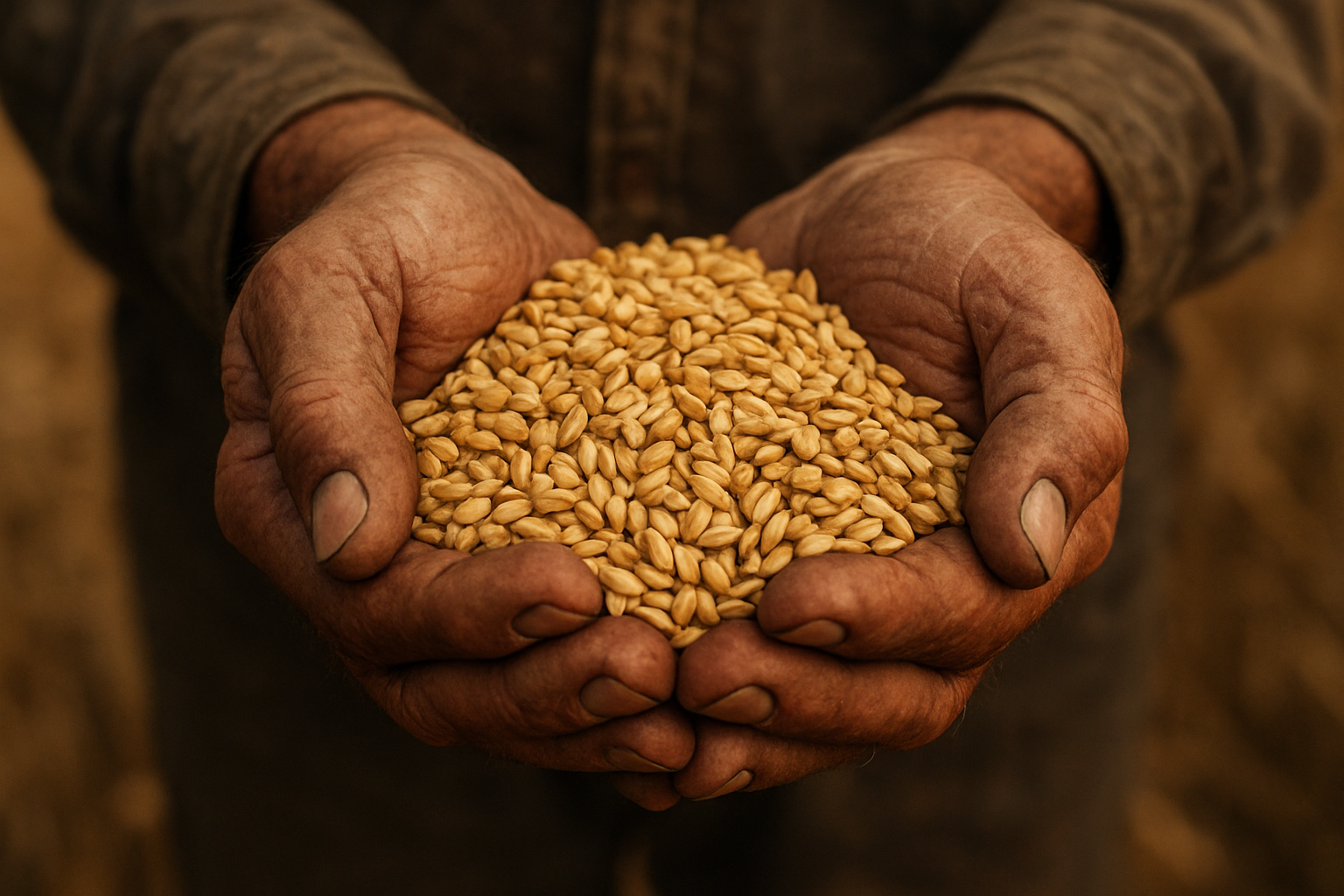 Hands holding grain